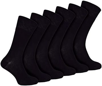 IOMI - 6 Pack Mens Diabetic Bamboo Socks | Extra Wide Seamless Loose Non Elastic Socks (6-11, Black)