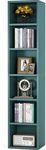 LITTLE TREE 70.9 Inch Tall Narrow Bookcase, Corner Bookshelf 6 Tier Cube Display Shelf Storage Organizer for Small Space, Blue