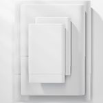 SAKIAO 1000 Thread Count Luxury Heavy Cotton Sheets,100% Egyptian Cotton Sheets Queen Bed Sheet Set,Very Smooth Soft & Thick Sateen Weave Fits Mattress Upto 18'' DEEP Pocket (White, Queen)