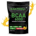 NAKPRO BCAA 6000 - Instantized 2:1:1 BCAA | 3g L-Leucine, 1.5g L-Isoleucinem, 1.5g L-Valine with Creatine helps in High Intensity Training / Workout | Post Workout Recovery Drink for Muscle Recovery and Lean Muscle Building for Men, Women & Athletes |200g Fruit Punch