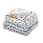 Feandrea Waterproof Dog Blanket, Long Plush Pet Blanket for Medium and Large Dogs, Cats, 152 x 127 cm, XL, Sherpa Fleece, Double Sided Reversible Dog Sofa Cover Protector, Grey Ombré PPB006G01