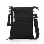 dobsechs Womens Multi Pocket Casual Cross Body Bag, Over the Shoulder Bag with Adjustable Wide Strap,Versatile Crossbody Bags for Women Travel Bag Messenger Handbag for Shopping Hiking Daily Use Black