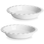 MALACASA Ceramic Pie Dishes, Pie Pan for Baking 9 Inch,40 OZ Pie Plate Round Pie Dish for Baking Fluted Pie Dish Baking Pan, Non Stick Deep Pie Dishes for Quiche (Ivory White, 2PC)