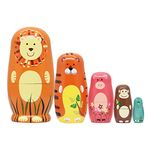 Russian Nesting Dolls Wooden Matryoshka Dolls for Kids Tphon Handmade Cute Cartoon Animals Pattern Nesting Doll Toy Stacking Doll Set of 5