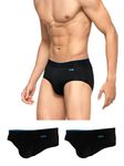 XYXX Men's Underwear Uno IntelliSoft Antimicrobial Micro Modal Brief Pack of 3 (Black ; Black ; Black; M)