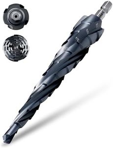 toolant Deep-Hole Four-Spiral Flute Cobalt Step Drill Bit, Extra-High 10mm Steps to Power Through Thick Plates, 1/4"-7/8" Unibit with 1/4" Hex Shank for Metal, Stainless Steel, Wood