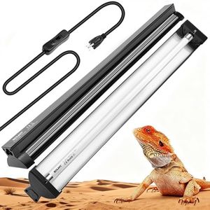 T5 HO UVB Reptile Light Fixture with 10.0 UVB Bulb, 24W High Output UVB Light for Reptiles, 22" T5 UVB Light Bar for Bearded Dragons, Tortoises, Iguanas, Desert Reptile UVB Lamp for Terrarium Lighting
