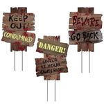 GXGGUS Halloween Decorations Outdoor Yard Signs, 3 Pieces 17" x 13" Large Size Scary Zombie Theme Creepy Assorted Beware Warning Sign, Haunted Houses Decoration Props