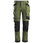 Snickers Workwear Allround Work Craftsman’s Pants, 6241, Stretch Workwear Pants with Holster Pockets and Slim fit Legs, Khaki Green/Black, 32W x 32L
