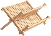 Sherwood Home Minimalist 2 Tier Dish Drying Collapsible Rack Made of 100% Natural Bamboo Strainer Rack for Plates Cups Mugs Flatware Handy Organizer Dish Drainer Durable - 45x33x26cm