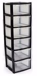 VSL 6 Drawer Plastic Storage Unit Black