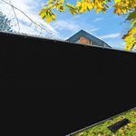 iCover 4x25ft (1.2x7.6m) Privacy Screen Fence, Garden Windscreen Mesh Shade Sail Net Barrier, Reinforced Bindings and Brass Grommets Cable Zip Ties Included, Black