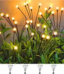 SIOTMERA 4Count Solar Lights Outdoor Waterproof IPX5, Solar Garden Lights, Wind Swaying Firefly Lights, Christmas Lights Outdoor, for Yard Lawn Pathway Decoration Lighting, 6LED WarmYellow