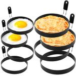 Egg Rings 4 Pcs Large 6" Pancake Mold and 4 Pcs 3.5" Fried Egg Mold Stainless Steel Nonstick Round Egg Ring Mold for Frying Eggs, Muffins, Sandwiches