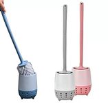 Homecloud Toilet Brush|Wall Mounted Toilet Cleaning Brushes|Brushes For Bathroom Cleaning Japanese Designed Modern Design With Soft Bristle Can Also Be Wall Hanged.With Holder (Grey/Pink) - Plastic