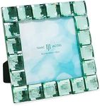 Isaac Jacobs Decorative Sparkling Light Green Jewel Picture Frame, Photo Display & Home Décor (4x4, Light Green)