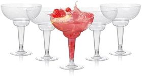 MATANA 48 Plastic Margarita Glasses Disposable Cups or Reusable (Silver Glitter) 12 oz Acrylic Margarita Cups for Parties, Wedding, Birthday, Cocktail & Martini