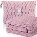 BOACAY Packable Travel Blanket for Aeroplane, Car - Compact Office Blanket - Portable Pillow for Adults, Children with Case, Luggage Sleeve, Backpack Clip