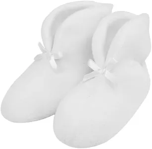 Forfoot Women Bedroom Slippers Super Soft Cozy Indoor Bootie Slippers with Slip-Resistant Bottom Sole Pure White Women Slippers Bootie Size 10-11