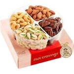 Nuts Gift Basket in Red Box Packaging, 4 Piece Assortment Snack Tray