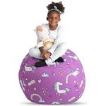 Creative QT Stuffed Animal Storage Bean Bag Chair - Stuff 'n Sit Organization for Kids Toy Storage - Extra Large Size (38", Unicorn)