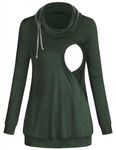 Quinee Maternity Sweatshirt, Womens Fall Clothes Long Sleeve Comfortable Nursing Shirt Breastfeeding Hoodie Flare Casual Dressy Tops Banded Hem Tunics for Leggings Dark Green S