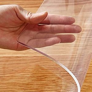 42x84" or 82" Clear Plastic Dining Table Protector Tablecloth Desktop Pad Mat Wooden Furniture Coffee Glass End Side Dinner Table Cloth Top Protection Countertop Cover Waterproof Wipeable PVC Vinyl