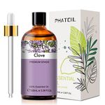 PHATOIL Clove Essential Oil, Pure Essential Oils for Diffuser for Home and Office, 3.38FL.OZ/100ML Large Bottle Clove Oil with Glass Dropper