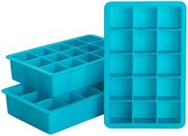 webake Ice Tray 3-Pack Jumbo Cube Ice Maker, 45 Square Blocks Ice Tays Drink Jelly Freezer Mold Silicone Mould Maker for Whiskey Cocktail Juice, Blue