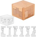 Onietoiy 60 Steps Hard Wooden Cube Brain Teaser Puzzle Toys Mini Size Big Challenge Gamges 3D Assembly and Disentanglement Unlock Toy Unique Learning Gift for Kids and Adults