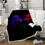 Soft Cozy Blanket Throw 3D Gamepad Thick Warm Fleece Blanket Bed Couch Sofa Throw Game Handle Design Blanket for Kids Teens Adults 130 x 150cm