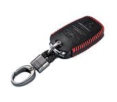 Contacts Black Red Soft Leather Car Key Cover Compatible with Kia 4 Button Smart Key With Key Chain For Seltos | Sonet | Carens…