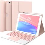 GreenLaw Stain Resistant Keyboard Case for iPad 9th Generation (10.2”, 2021), 7-Color Backlit, Waterproof Cover, Smart Touchpad, for iPad 8th 2020 /7th Gen 2019, Air 3, Pro 10.5, Pink Blush