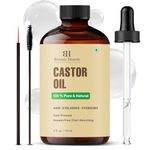 Botanic Hearth Castor Oil for Hair, Eyelashes & Eyebrows, 100% Pure Cold Pressed & Hexane Free, Fast Absorbing, with Applicators, 4 fl oz