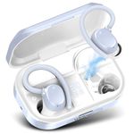 Wireless Earbuds, Bluetooth 5.3 Headphones Sport with HiFi Stereo Deep Bass, Wireless Earphones with 4 ENC Mics, 120H Playback, Touch Control, IP7 Waterproof Ear Buds with Earhooks (Light Blue)