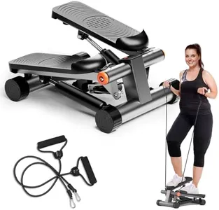 GORISE Steppers for Exercise at Home,Adjustable Height Stair Stepper with Resistance Bands, Portable Stair Steppers Workout Machine, Mini Stepper Exercise Equipment with LCD Monitor (Carbon Grey
