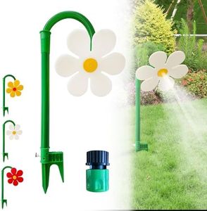2026 Upgrade Crazy Dancing Daisy Sprinkler, 360° Rotating Funny Dancing Sun Flower Dancing Daisy Lawn Sprinkler for Yard Watering Kids & Pets Playing (White)