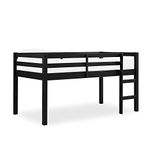 DHP Milton Junior Wooden Low Loft Bed for Kids, Twin, Black