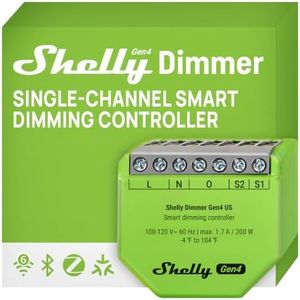 Shelly Dimmer Gen4 US UL, WiFi, Matter, Bluetooth, Zigbee Smart Dimming, Compatible with Matter, Home Assistant, Alexa, Google Home, HomeKit, Support LED Strips & Lamps, No Hub Required, Easy Control