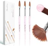 MelodySusie 3Pcs Acrylic Nail Brush Set, Size 8/10/14 Professional Nail Brushes for Acrylic Powder Nail Art Extension and 3D Nail Carving for DIY Home Salon Nail Art Manicure Tool (Colorful)