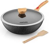 ITSMILLERS Chinese Wok Die-casting Nonstick Wok Scratch Resistant With Lid and Spatula, PFOA-Free,Dishwasher Safe & Induction Bottom 12.5 Inch,6L