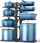 ORDORA Pots and Pans Organizer: under Cabinet, 21" Height Heavy Duty 120LBS Pots Pans Organizer Rack for under Cabinet 8-Tier Adjustable for Big Stockpots, Dutch Ovens, Cast-iron Pans, Heavy Cookware