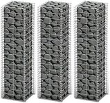 vidaXL Gabion Set of 3pcs | Galvanised Steel Retaining Walls | Sturdy Mesh Grid Design | Garden Landscape Construction | 25x25x100 cm | Silver