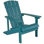 Flash Furniture Charlestown Commercial All-Weather Poly Resin Wood Adirondack Chair, Polystyrene Stainless Steel, Sea Foam, Set of 1