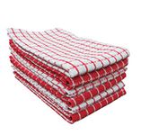 PIXEL HOME Cotton Multi-Purpose Superior Kitchen Cleaning Towel, Multicolour, Red & White, Pack of 6 Red