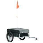 Aosom Outdoor Bike Trailer with Triple Safety, Foldable Bicycle Cargo Trailer, Luggage Wagon with Wheels, Removable Cover and Hitch, Black and Grey