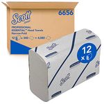 Scott Essential Hand Towels 6656 - Narrow-Fold Paper Hand Towels - 12 Clips x 340 White Hand Towels (4,080 Total)