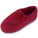 Git-up Ladies Diabetic Slippers Arthritis Edema Memory Foam Adjustable Closed Toe Swollen Feet Slippers Comfortable House Indoor Outdoor Shoes with Rubber Sole Red UK/6 US 8