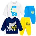 Kuchipoo Baby Boy Regular Fit Cotton T-Shirts and Pyjamas Set (KUC-PSUT-124, 3-4 Years, Multi-Colored)