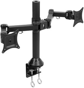 Mount-It! Dual Monitor Mount | Double Monitor Desk Stand | Fits 2 Computer Screens 19 20 21 22 23 24 27 Inches | C-Clamp and Grommet Base | Heavy Duty Full Motion Arms | VESA 75 100 Compatible